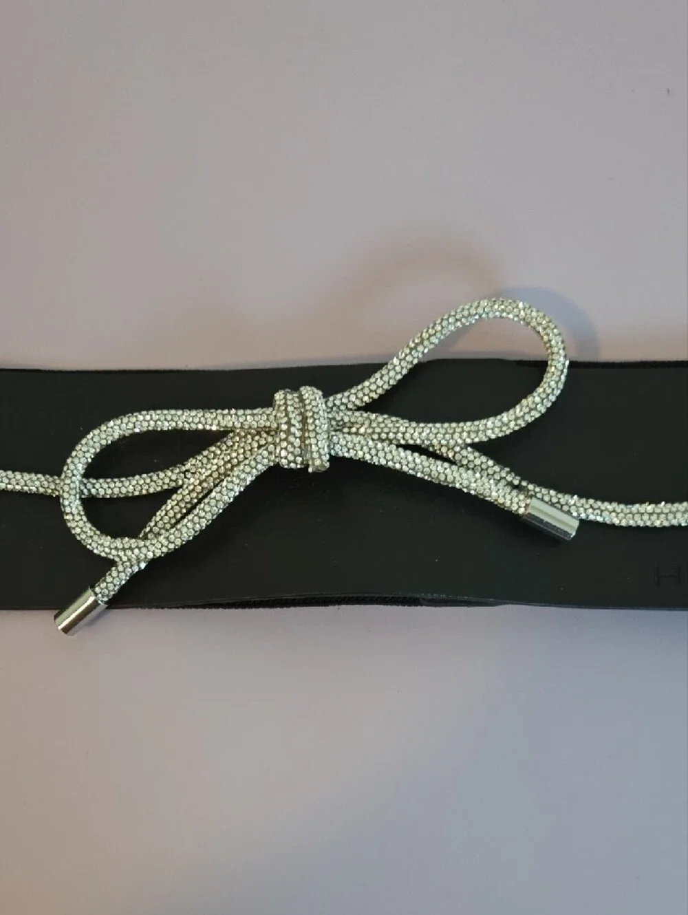 Black Stretch Belt with Silver Rope Accent